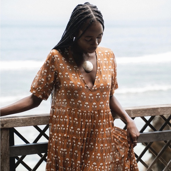 Daughters of India Chaaya Maxi Dress Chai Size Small - Picture 5 of 7